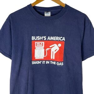 VTG Y2K Mens M Shirt George Bush Gas America Funny Comedy Humor Parody Tee
